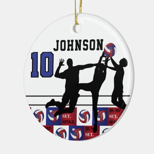 Volleyball 🏐 - Bump, Set, Spike Red, White, Blue Keramisch Ornament (Links)