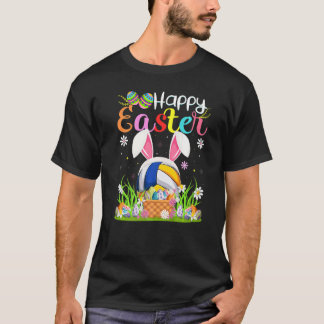 Volleyball Bunny Egg Hunting Volleyball Happy Eas T-shirt