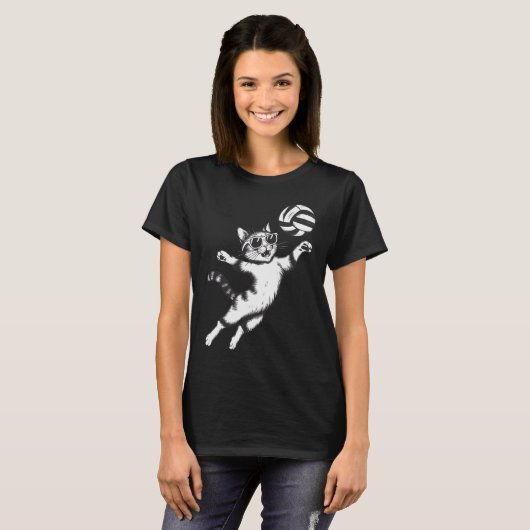 Volleyball Cat T-shirt (Voorkant volledig)