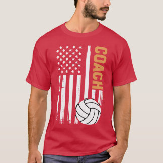 Volleyball Coach Amerikaanse Vlag Ontwerp Grappige T-shirt