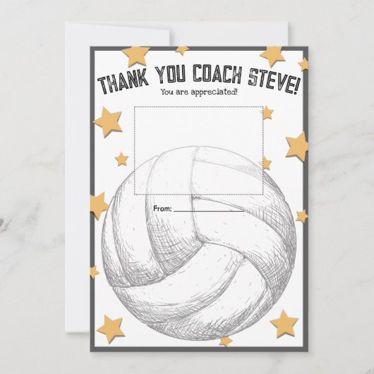 Volleyball coach gift card holder thank you kaart (Voorkant)
