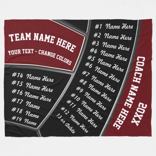 Volleyball Coach Gift Ideas Burgundy, zwart, wit Fleece Deken (Voorkant (Horizontaal))