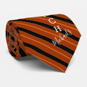Volleyball Coach Signature Name Oranje|Blk Striped Stropdas (Opgerold)
