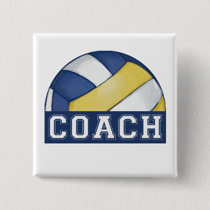 Volleyball Coach Vierkante Button 5,1 Cm