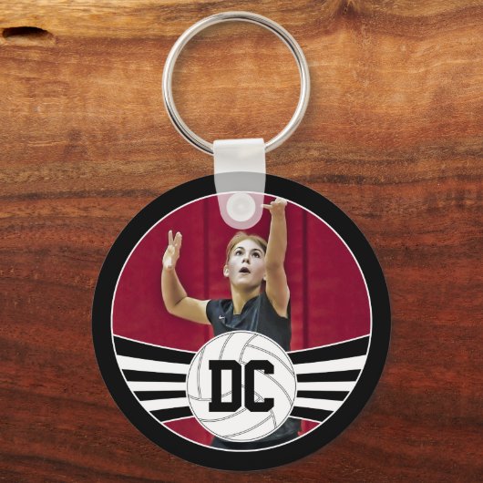 Volleyball Custom Photo and Numbers of Text Sleutelhanger (Achterkant)