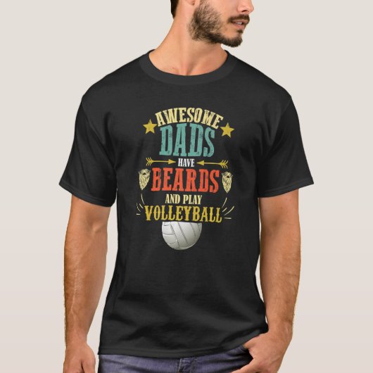 Volleyball Dad Beard  Cute Fathers Day Volleyball T-shirt (Voorkant)