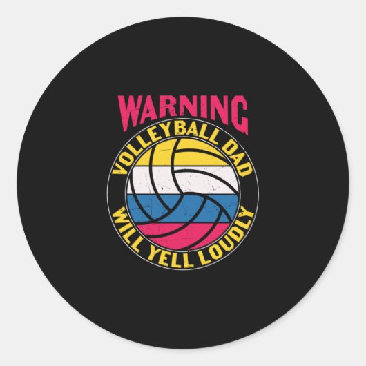 Volleyball Dad Will Yell Louly Ronde Sticker (Voorkant)