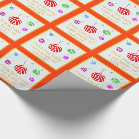 Volleyball Dech the Halls kerstwrapping paper Cadeaupapier (Hoek)
