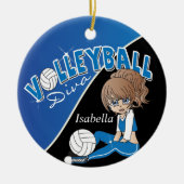 Volleyball Diva Girl Player in Blue Keramisch Ornament (Voorkant)