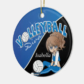 Volleyball Diva Girl Player in Blue Keramisch Ornament (Links)