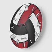Volleyball | Donkerrode, zwarte en witte stijl Grote Klok (Hoek)