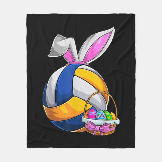 Volleyball Easter Bunny Ears Easter Eggs Hunting B Fleece Deken (Voorkant)