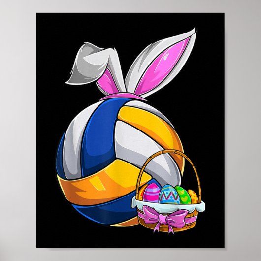 Volleyball Easter Bunny Ears Easter Eggs Hunting B Poster (Voorkant)