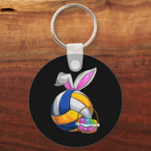 Volleyball Easter Bunny Ears Easter Eggs Hunting B Sleutelhanger (Voorkant)