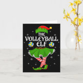 Volleyball Elf Christmas Family Girls Women Elf Sq Kaart (Gele Bloem)