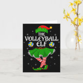 Volleyball Elf Christmas Family Girls Women Elf Sq Kaart (Gele Bloem)