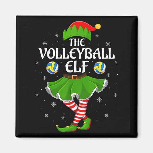 Volleyball Elf Christmas Family Girls Women Elf Sq Magneet (Voorkant)