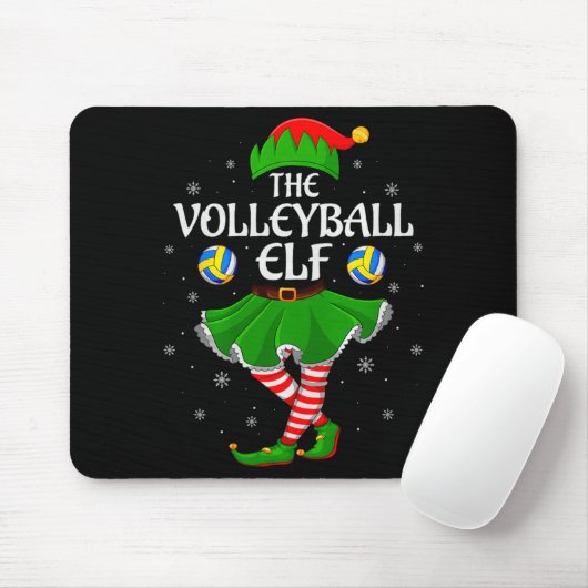 Volleyball Elf Christmas Family Girls Women Elf Sq Muismat (Met muis)