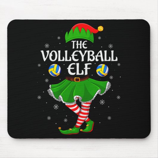 Volleyball Elf Christmas Family Girls Women Elf Sq Muismat (Voorkant)