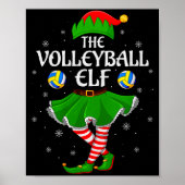 Volleyball Elf Christmas Family Girls Women Elf Sq Poster (Voorkant)