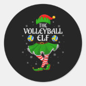 Volleyball Elf Christmas Family Girls Women Elf Sq Ronde Sticker (Voorkant)