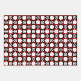 Volleyball en Snowflake Red en Black Kerstmis Inpakpapier Vel