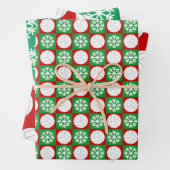 Volleyball en Snowflake Red en Green Kerstmis Inpakpapier Vel (In situ)