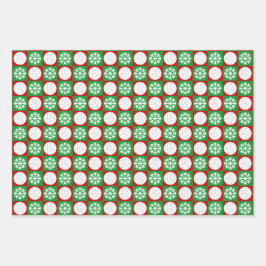 Volleyball en Snowflake Red en Green Kerstmis Inpakpapier Vel