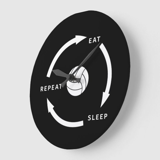 Volleyball Eten Slapen Herhalen Sport Fan Uitdrukk Grote Klok (Hoek)