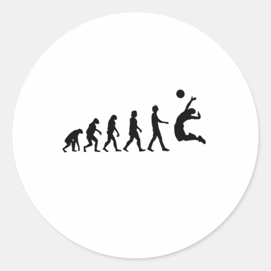 Volleyball Evolution Ronde Sticker (Voorkant)
