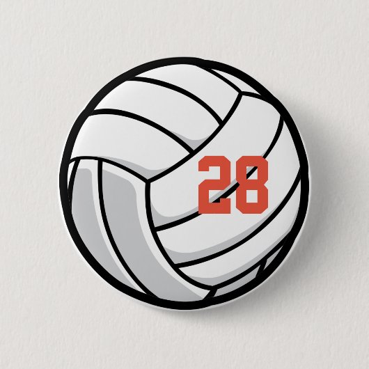 Volleyball Fan Club White Black Oranje sportteam Ronde Button 5,7 Cm (Voorkant)