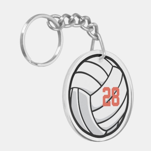 Volleyball Fan Club White Black Oranje sportteam Sleutelhanger (Voorkant Links)