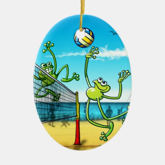 Volleyball Frog Keramisch Ornament (Voorkant)