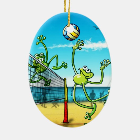 Volleyball Frog Keramisch Ornament (Achterkant)