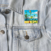 Volleyball Frog Vierkante Button 5,1 Cm (In situ)