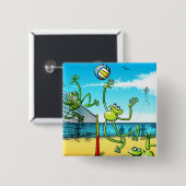 Volleyball Frog Vierkante Button 5,1 Cm (Voorkant /achterkant)