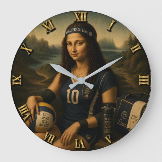 Volleyball Funny Mona Lisa Grote Klok (Voorkant)
