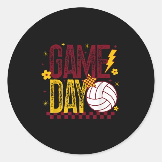 Volleyball Game Day Retro Girls Volleyball Mom Mar Ronde Sticker (Voorkant)