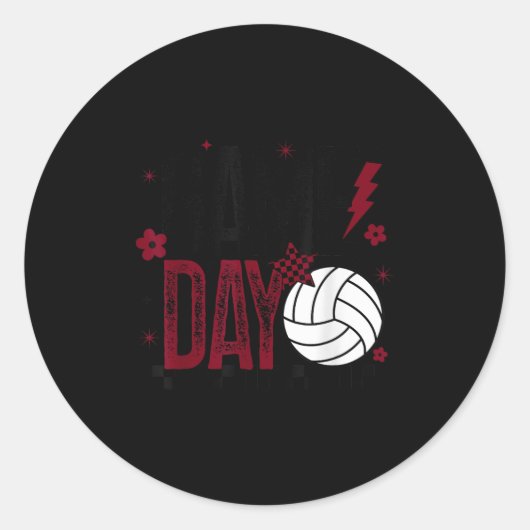 Volleyball Game Day Retro Girls Volleyball Mom Mar Ronde Sticker (Voorkant)