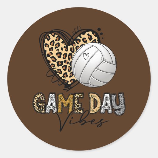 Volleyball Game Day Vibes Leopard Volleyball Mom Ronde Sticker (Voorkant)