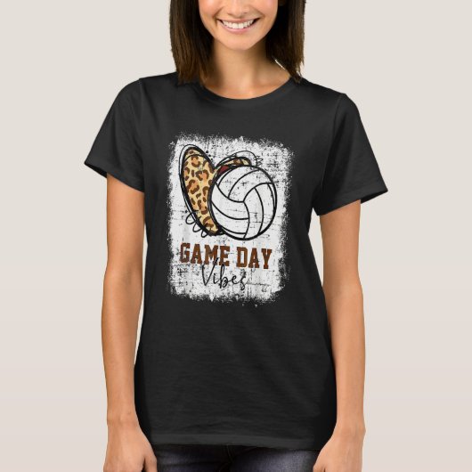 Volleyball Game Day Vibes Volleyball Mom Leopard B T-shirt (Voorkant)