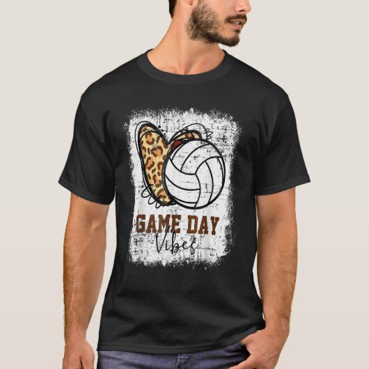 Volleyball Game Day Vibes Volleyball Mom Leopard B T-shirt (Voorkant)