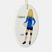 Volleyball Girl Blonde Blue & Black Keramisch Ornament (Rechts)
