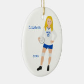 Volleyball Girl Blonde Blue & White Keramisch Ornament (Rechts)