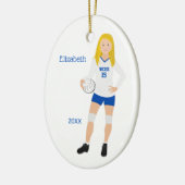 Volleyball Girl Blonde Blue & White Keramisch Ornament (Links)