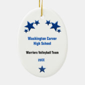 Volleyball Girl Blonde Blue & White Keramisch Ornament (Achterkant)