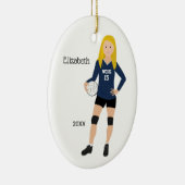 Volleyball Girl Blonde Dark Blue & Black Keramisch Ornament (Rechts)