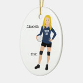 Volleyball Girl Blonde Dark Blue & Black Keramisch Ornament (Links)
