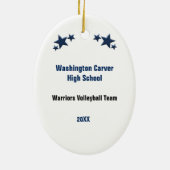 Volleyball Girl Blonde Dark Blue & Black Keramisch Ornament (Achterkant)