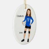 Volleyball Girl Brunette Blue en Black Ceramic Keramisch Ornament (Rechts)